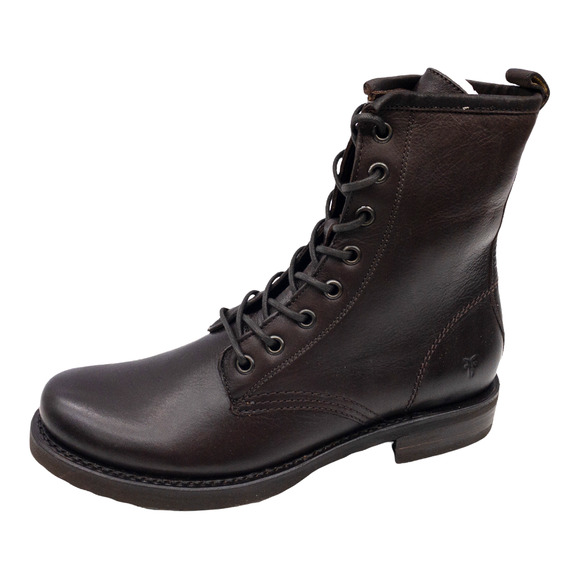 Frye Dark Brown Veronica Leather Lace Up Heeled Combat Boots 7.5 - Picture 2 of 12